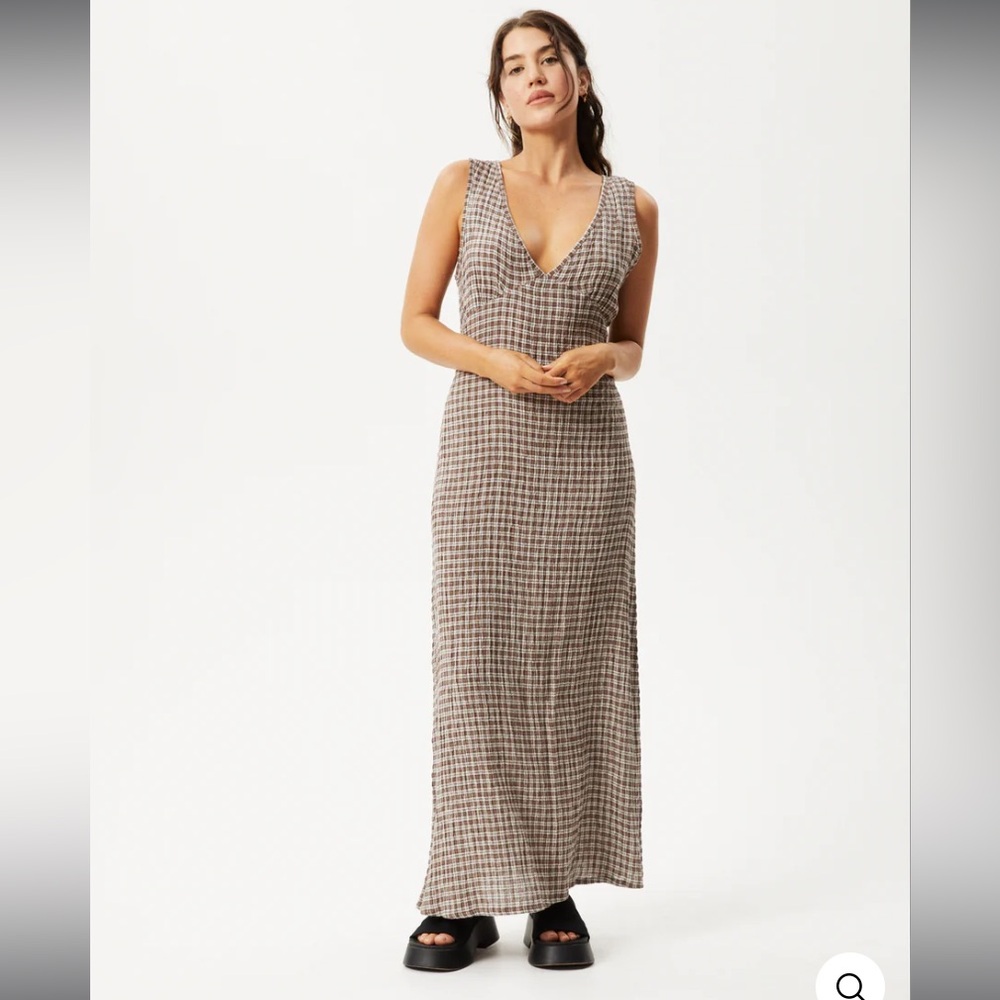 Afends Seersucker Check Maxi Dress